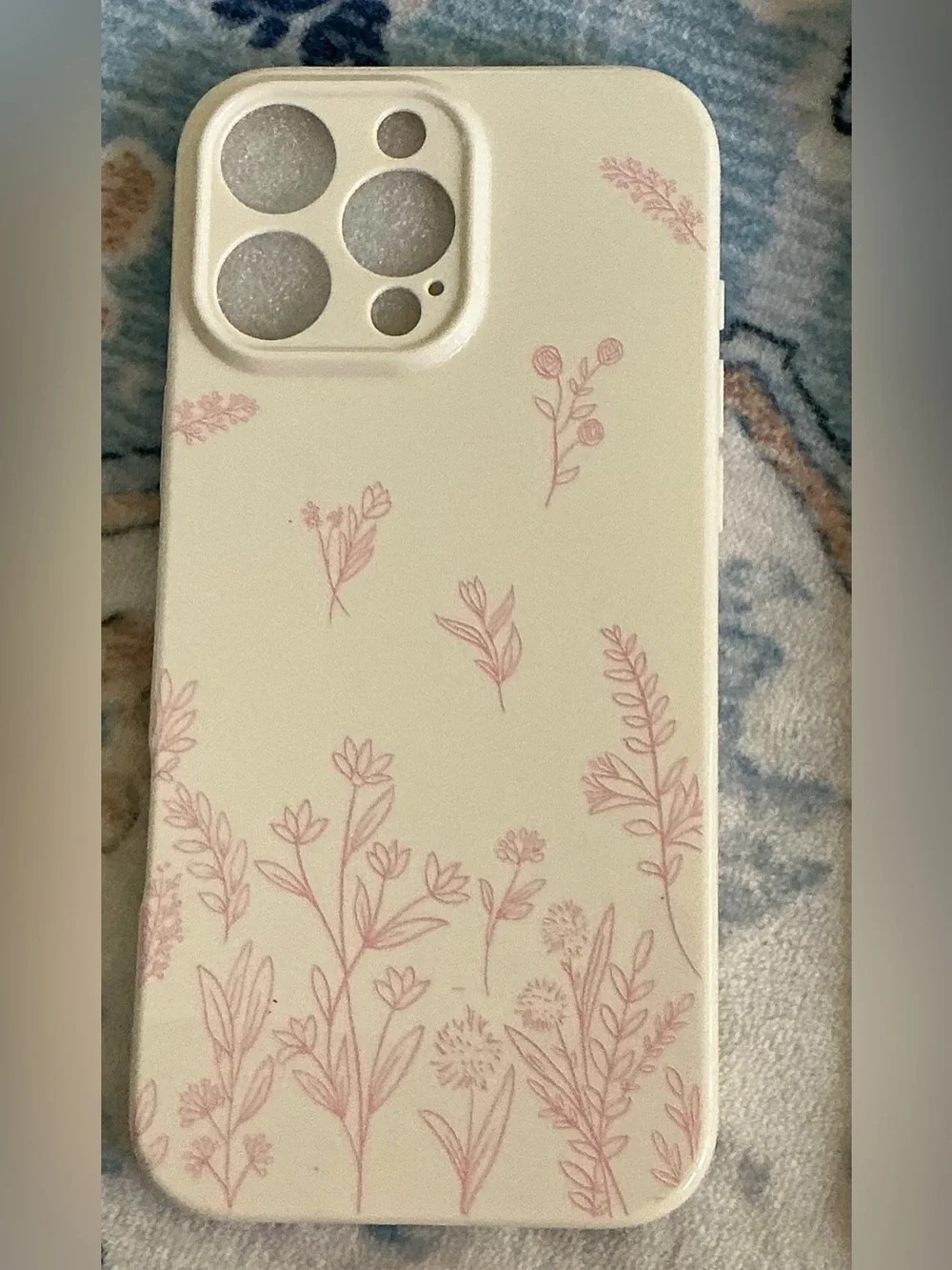 Pink Floral Cream Phone Case - Protective Fashion Case - Fits I Phone 16 Pro Max